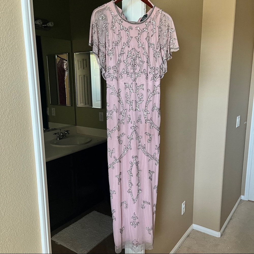 Adrianna Papell Blush Beaded Gown